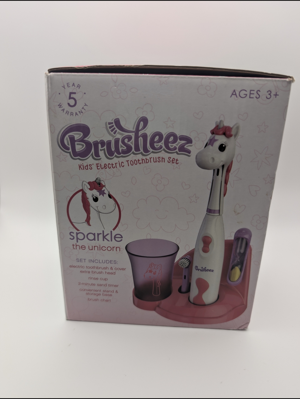 Brusheez Kids Electric Toothbrush Set w/ Timer & 2 Brush Heads Sparkle Unicorn
